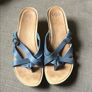 UGG Maddie Denim Blue Cross-Strap Sandals